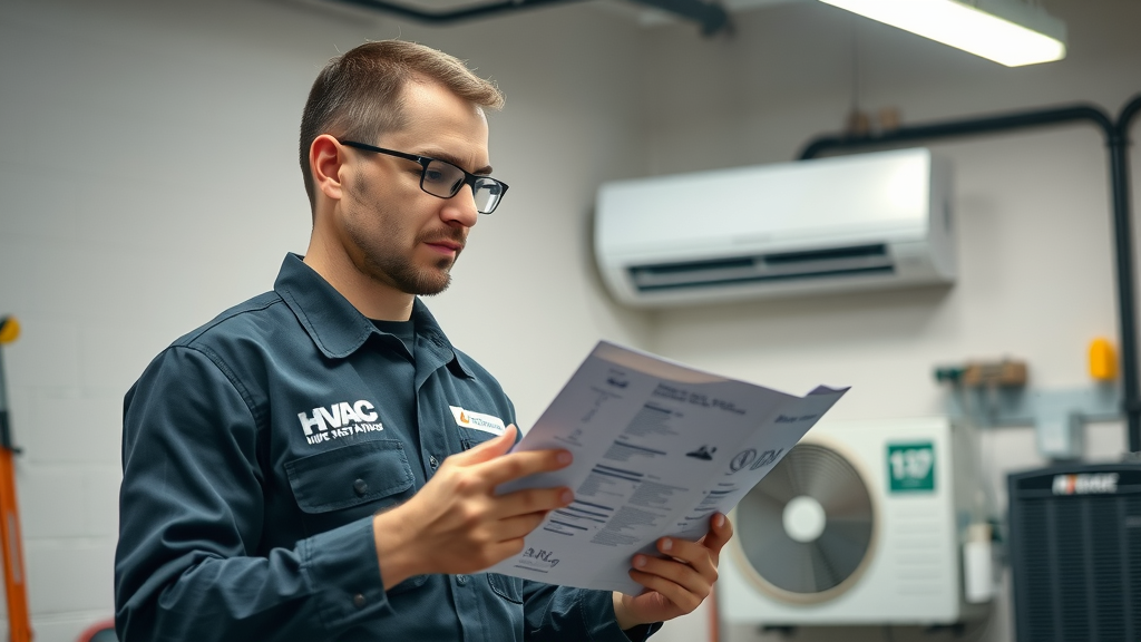 HVAC contractor preparing precise installation of a split AC system for efficiency
