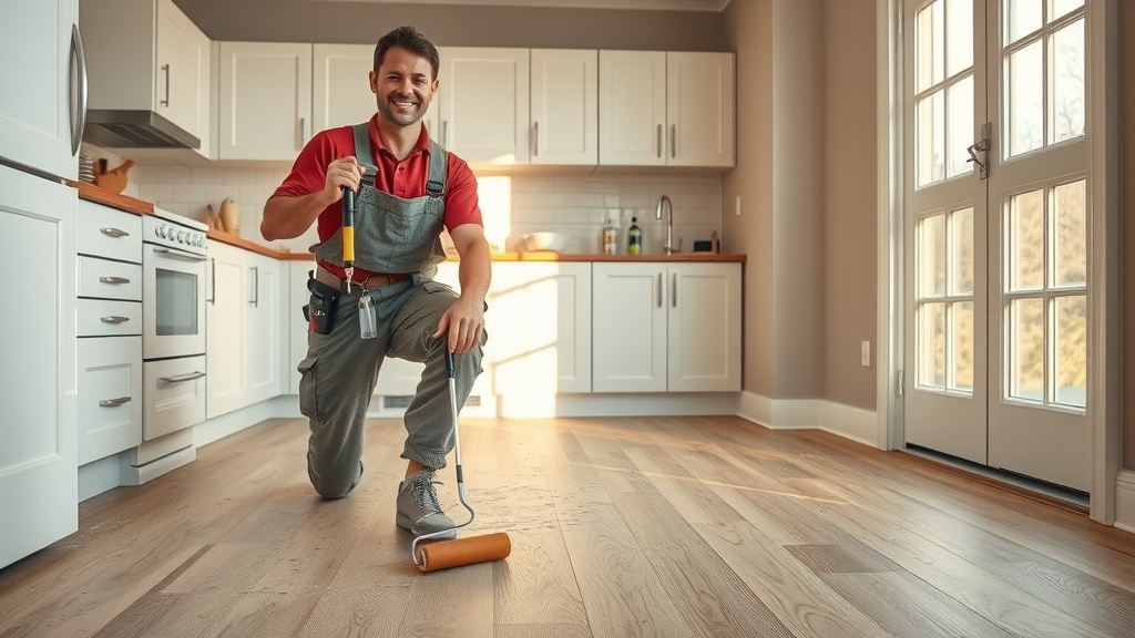 Kitchen vinyl flooring installation with expert for durable stylish results.